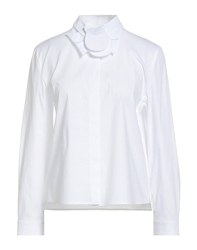 EMPORIO ARMANI Solid color shirts & blouses White 97% Cotton, 3% Elastane