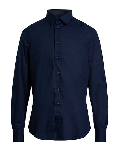 EMPORIO ARMANI Solid colour shirt Navy blue 100% Cotton