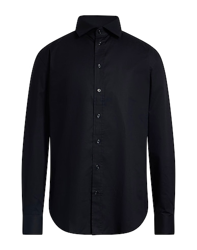 EMPORIO ARMANI Solid colour shirt Black 97% Cotton, 3% Elastane
