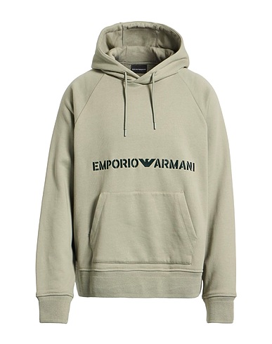 EMPORIO ARMANI Hooded track jacket  Sage green 100% Cotton