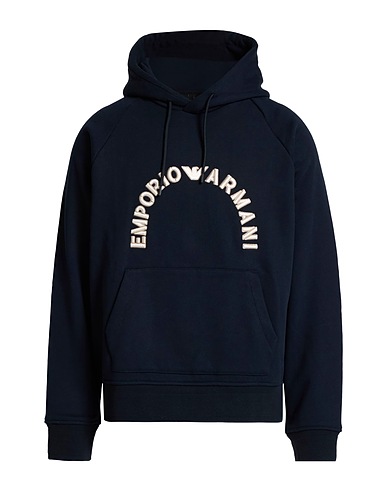EMPORIO ARMANI Hooded track jacket  Midnight blue 100% Cotton
