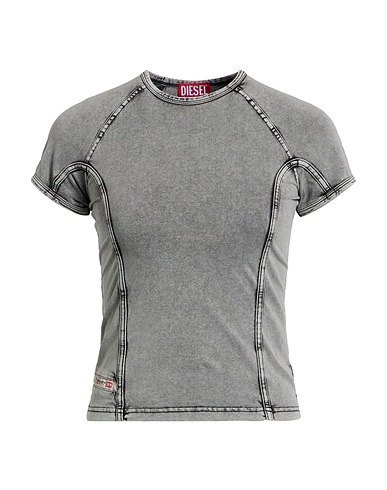 DIESEL Basic T-Shirt Grau 95% Seide, 5% Elastan