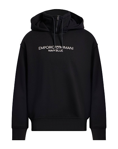 EMPORIO ARMANI Hooded track jacket  Black 100% Cotton, Elastane