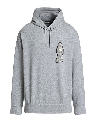 EMPORIO ARMANI Hooded sweatshirt Light grey 76% Cotton, 18% Polyester, 6% Elastane