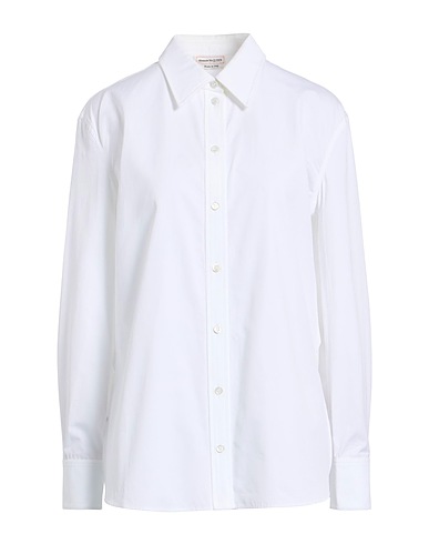 MCQUEEN Solid color shirts & blouses White 100% Cotton