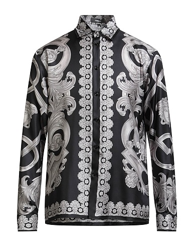 VERSACE Patterned shirt Black 100% Silk