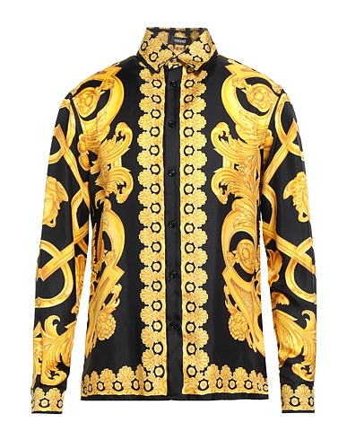 VERSACE Patterned shirt Yellow 100% Silk