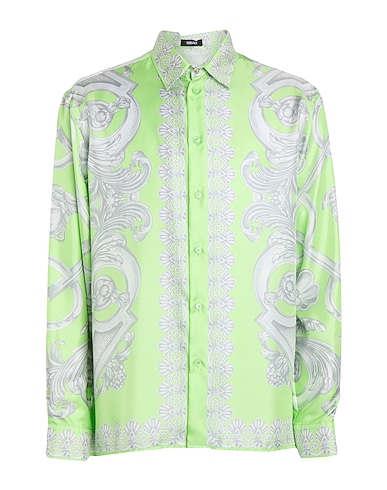VERSACE Patterned shirt Lime green 100% Silk