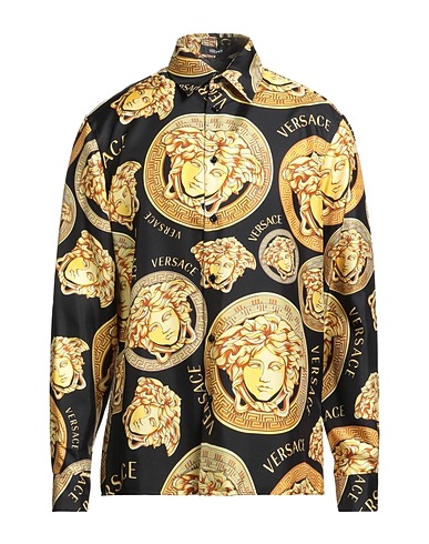 VERSACE Hemd mit Muster Schwarz 100% Seide