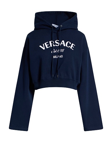 VERSACE Hooded track jacket  Midnight blue 100% Cotton