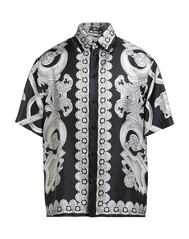 VERSACE Patterned shirt Black 100% Silk