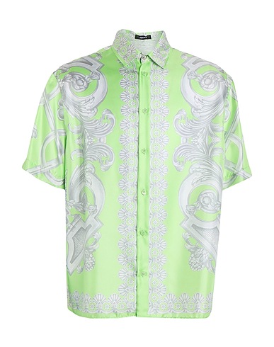VERSACE Patterned shirt Lime green 100% Silk