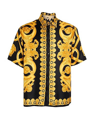 VERSACE Patterned shirt Yellow 100% Silk