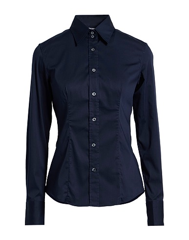 GUGLIELMINOTTI Solid color shirts & blouses Midnight blue 70% Cotton, 27% Polyamide, 3% Elastane