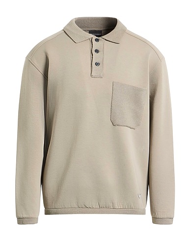 EMPORIO ARMANI Polo shirt Khaki 76% Cotton, 18% Polyester, 6% Elastane, Wool, Polyamide