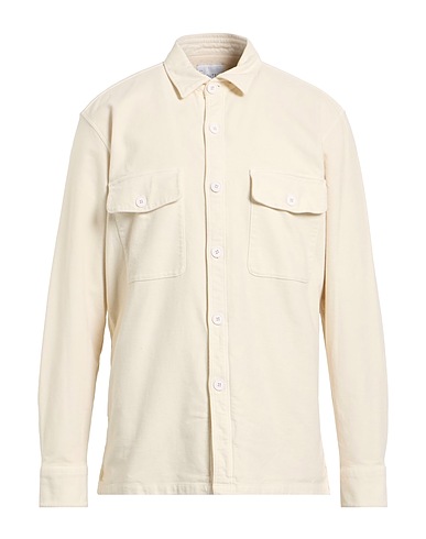 BAGUTTA Solid colour shirt Ivory 98% Cotton, 2% Elastane