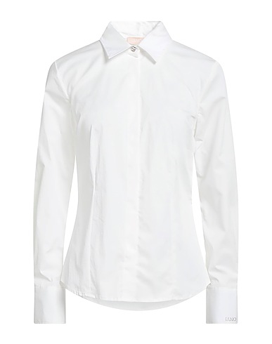 LIU •JO Solid color shirts & blouses White 62% Cotton, 34% Polyamide, 4% Elastane