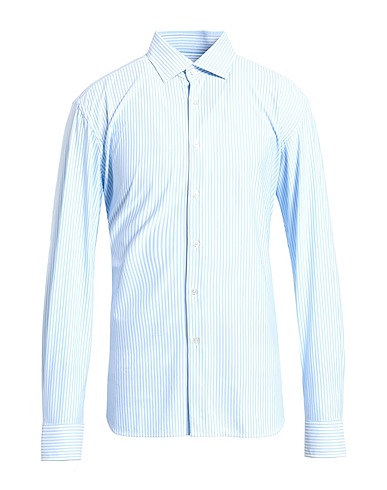 XACUS Striped shirt Sky blue 85% Polyamide, 15% Elastane
