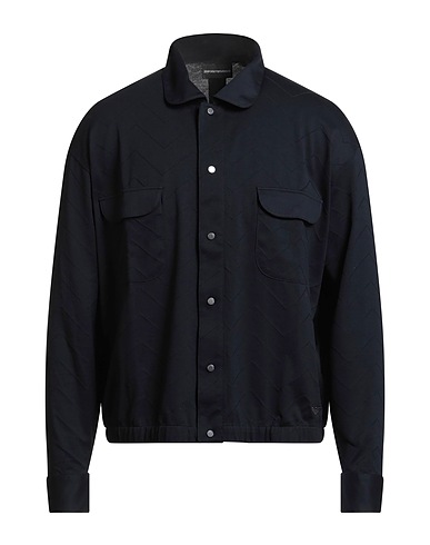 EMPORIO ARMANI Solid colour shirt Midnight blue 100% Cotton