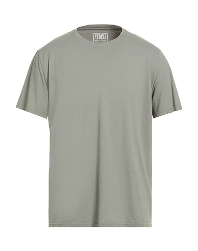 FEDELI Basic T-shirt Grey 98% Cotton, 2% Elastane