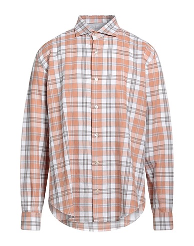 ELEVENTY Checked shirt Sand 100% Cotton