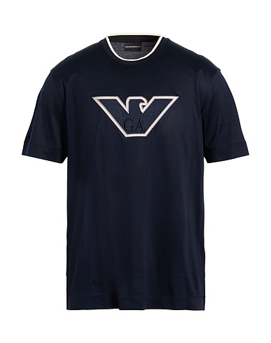 EMPORIO ARMANI T-shirt Midnight blue 70% Lyocell, 30% Cotton