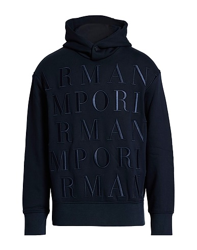 EMPORIO ARMANI Hooded track jacket  Navy blue 100% Cotton