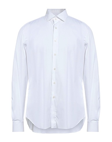 XACUS Solid colour shirt White 78% Cotton, 16% Polyamide, 6% Elastane