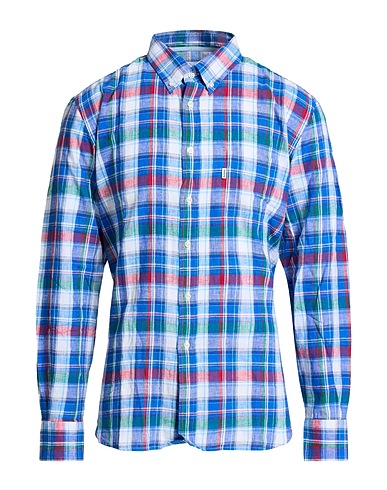 BARBOUR Checked shirt Blue 55% Linen, 45% Cotton