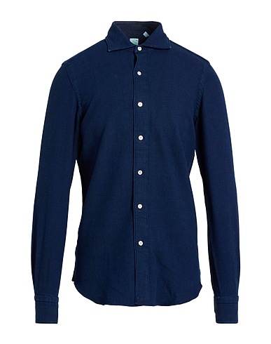 FINAMORE 1925 Solid colour shirt Navy blue 100% Cotton