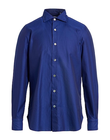 FINAMORE 1925 Solid colour shirt Navy blue 100% Cotton