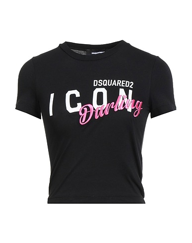 DSQUARED2 Crop top ICON Nero 100% Cotone