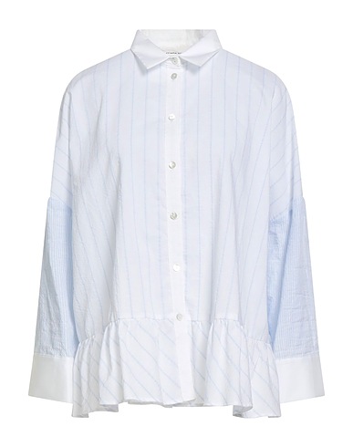 LIVIANA CONTI Striped shirt Sky blue 100% Cotton, Polyamide, Elastane