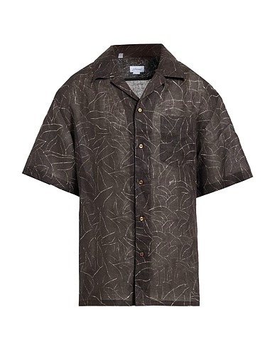 BRIONI Hemd mit Muster Dunkelbraun 100% Leinen