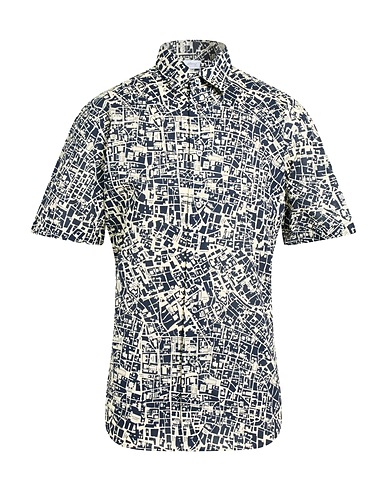 BRIONI Patterned shirt Navy blue 100% Cotton