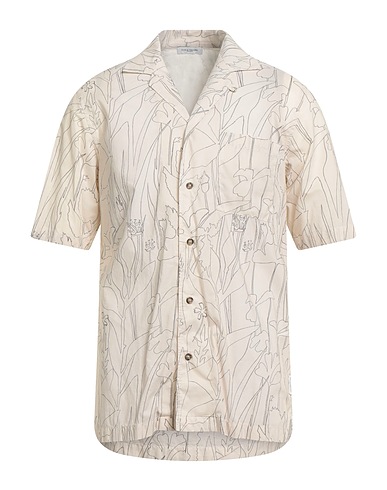 PAOLO PECORA Patterned shirt Cream 100% Cotton