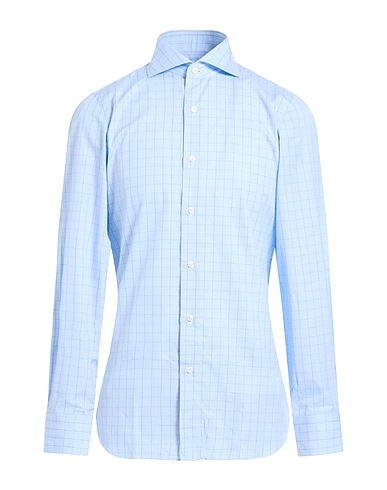 FINAMORE 1925 Camicia fantasia Celeste 100% Cotone