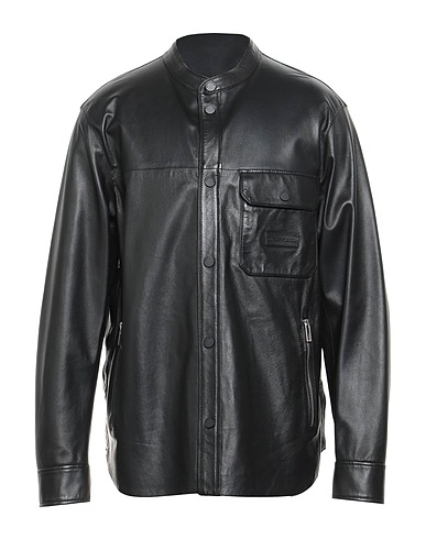 EMPORIO ARMANI Solid color shirt Black 100% Lambskin