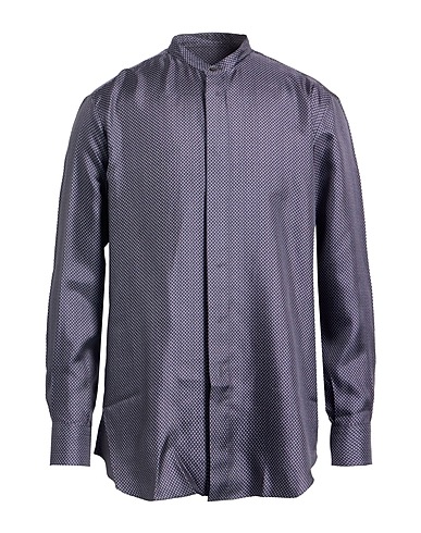BRIONI Patterned shirt Slate blue 100% Silk