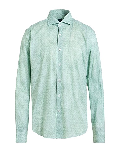 FEDELI Camicia fantasia Verde 95% Cotone, 5% Elastan