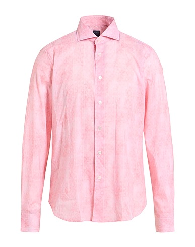 FEDELI Patterned shirt Pink 95% Cotton, 5% Elastane