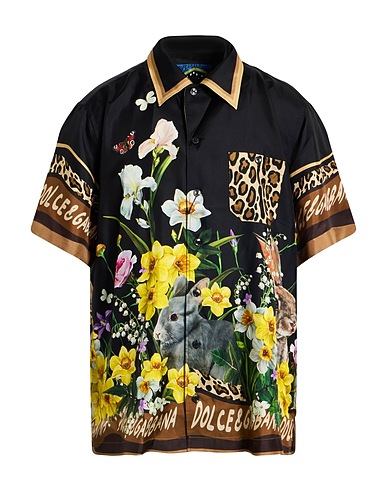 DOLCE&GABBANA Patterned shirt Black 100% Silk