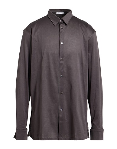 PAOLO PECORA Solid color shirt Lead 100% Cotton