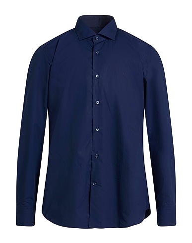 GUGLIELMINOTTI Solid colour shirt Navy blue 100% Cotton