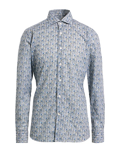 GUGLIELMINOTTI Patterned shirt Slate blue 100% Cotton