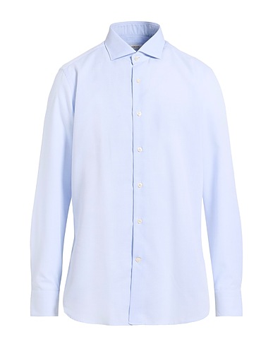 GUGLIELMINOTTI Solid color shirt Sky blue 100% Cotton