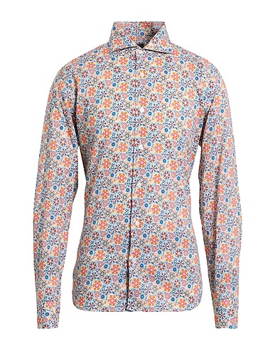 FEDELI Patterned shirt 95% Cotton, 5% Elastane