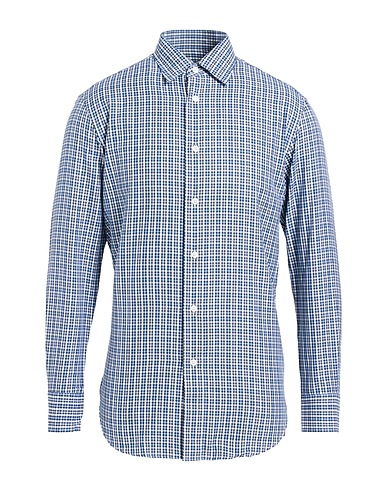 BRIONI Checked shirt Midnight blue 100% Cotton