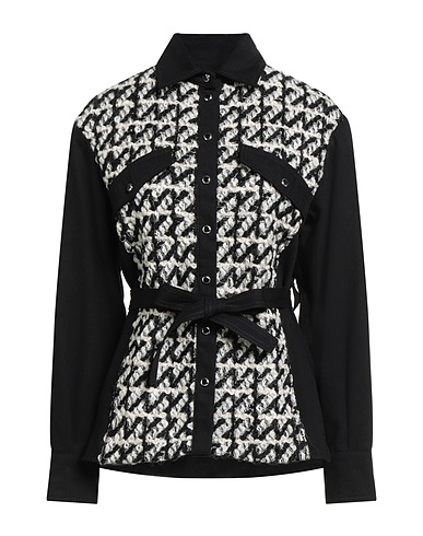 DEL CORE Patterned shirts & blouses Black 100% Cotton, Virgin Wool