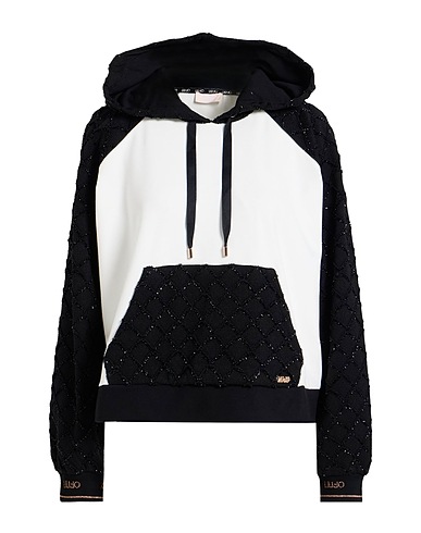 LIU •JO Hooded track jacket  White 92% Polyester, 8% Elastane, Viscose, Polyamide, Cotton
